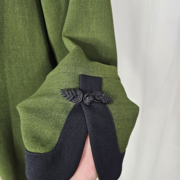 Emmelle vintage asian-inspired jacket green black trim frog buttons medium - Picture 4 of 7